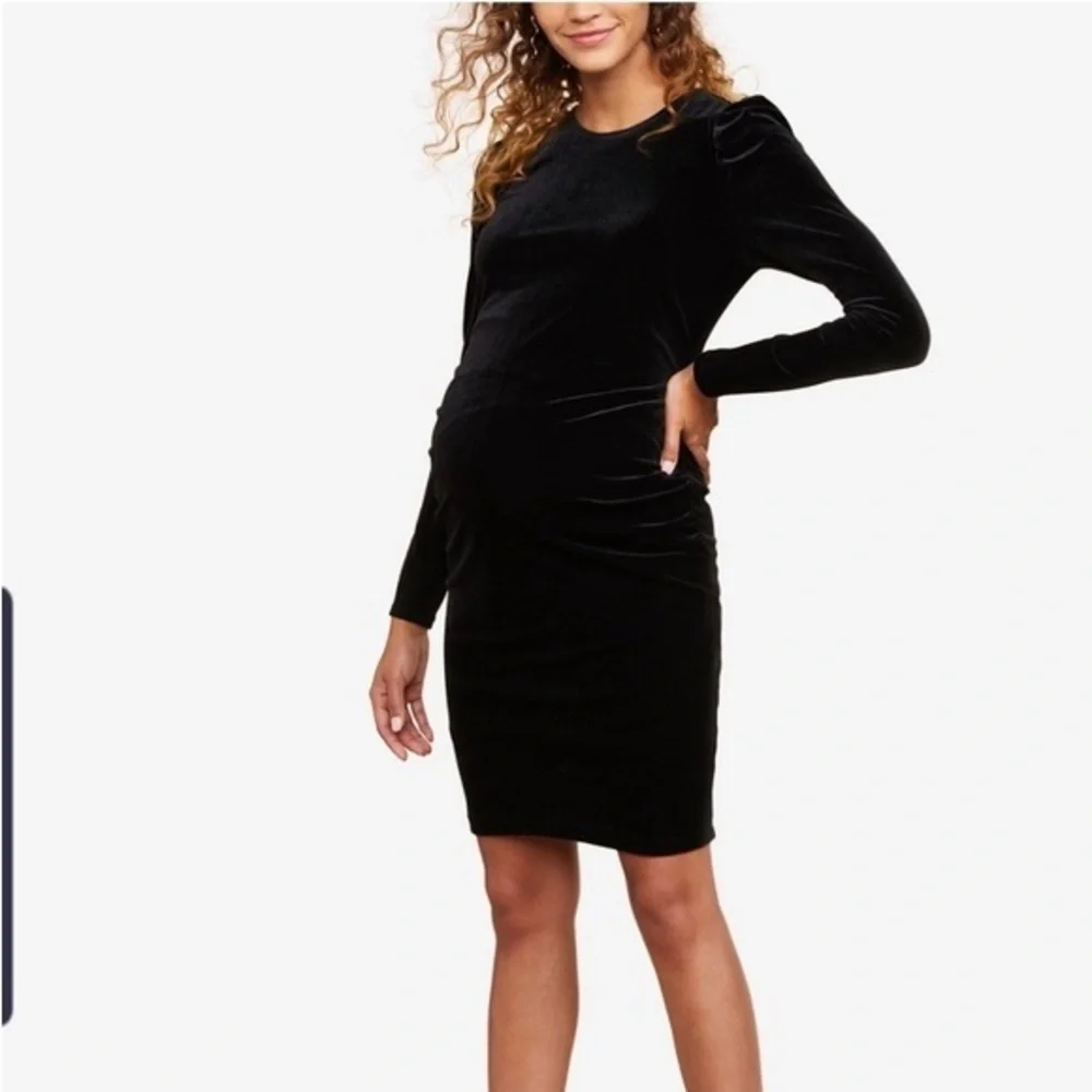 π€ Motherhood Maternity Black Velvet Sheath Dress π€ - Picture 14 of 16